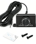 Universal 3.5mm Remote Bass Control Knob For Car Amplifier With 16 Ft Cable And Mounting Screws Plug And Play, featuring a black knob and cable.