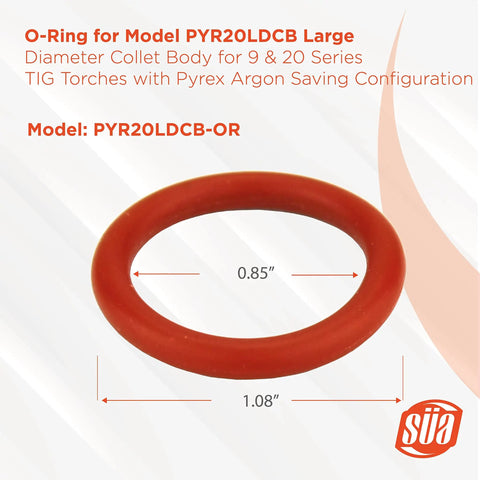 Red O-Ring for TIG Torches, Model PYR20LDCB-OR, diameter 1.08 inch, part of Argon Saving Conversion Kit For 17, 18 And 26 Series