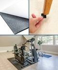 Neoprene Sponge Foam Roll 15x60 Inch 0.0625 Inch Thick With Adhesive Backing shown in use for gym padding and furniture protection.