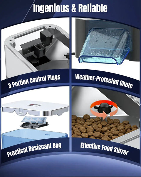 Top Shelf Automatic Pond Fish Feeder With Large Capacity And Adjustable Timer, features portion control plugs and moisture cover.