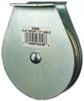 Pulley Block For Wire Rope System With 1 Quarter Inch Cable Capacity And 3 Inch Sheave Outside Diameter, front view.