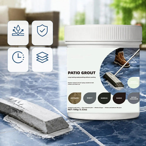Heavy Duty Concrete Crack Filler Fast Drying Waterproof Sealant For Driveways Patios gray grout container on tiled surface