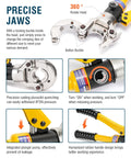 Pro Grade Beefy Hydraulic Copper Tube Fittings Press Tool Kit with 360 Degree Rotating Head and Automatic Locking Crimp Jaws
