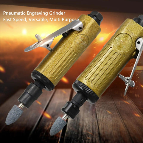 Heavy Duty Straight Pneumatic Die Grinder Built Tough With Machined Steel Core Shop Ready For Job Site Grinding Tasks And Top Shelf Finish Work Every Single Day, showing two pneumatic engraving grinders.