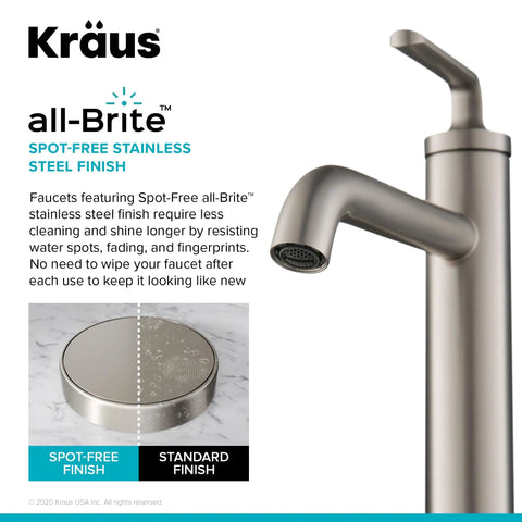 Ramus One Handle Vessel Sink Bathroom Faucet With Pop Up Drain Dope Matte Black Finish Lead Free Solid Brass Construction And Ceramic Cartridge For Leak Free Performance in a spot-free stainless steel finish