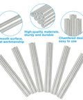 Front view of Ten Pack 4mm Stainless Steel Dowel Pins Shelf Pegs For Furniture Assembly, chamfered ends, 30mm length, rust resistant.
