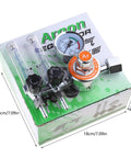 Argon Gas Regulator For Welding With Adjustable 0 To 25 MPa Pressure Gauge And Readout on green box