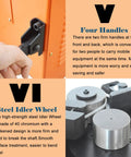 1700W Electric Rebar Bender With Foot Switch Heavy Duty Steel Bar Crimper showing handles and steel idler wheel for easy transport.