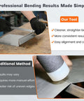 Using Heavy Duty 15.25 Inch Sheet Metal Folding Hemming Tool Handheld Bender for clean folds on metal sheet, highlighting tool benefits.