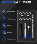 ZOMIYU M6x1.0 thread repair kit with 10x 304 stainless inserts, HSS drill, tap, counterbore, installation driver.