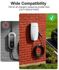 Universal Lockable EV Charger Outdoor Enclosure And Heavy Duty Metal Protective Guard For Level 2 Charging Stations installed on a brick wall.