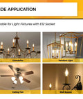 Efficient 4W LED Candelabra Bulbs 450 Lumens 2700K Soft White Dimmable B10 Style For Chandeliers UL Listed used in different fixtures