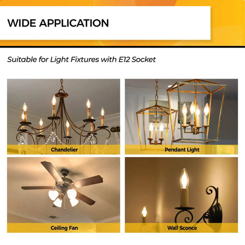 Efficient 4W LED Candelabra Bulbs 450 Lumens 2700K Soft White Dimmable B10 Style For Chandeliers UL Listed used in different fixtures