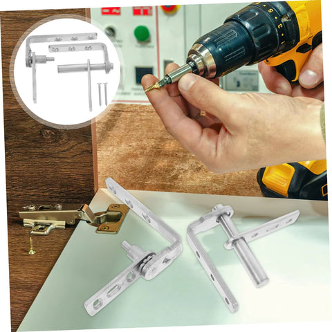 Heavy Duty Stainless Steel Pivot Hinge Set For Saloon Doors with Auto Close Function Concealed Design For Hidden Bookcase Doors Dual Mount For Easy Install Durable And Reliable For Home Use shown with installation and drill