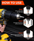 Drill using Must Have 24 Piece Screw Extractor And Left Hand Drill Bit Set With HSS Titanium Coated Bits for screw removal.