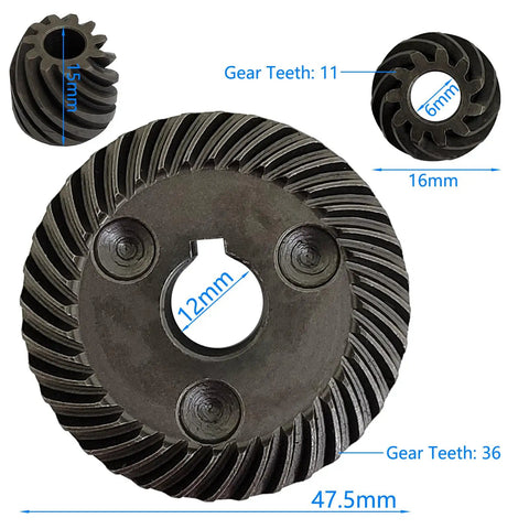 Two Sets Metal Gear And Pinion For Angle Grinders 36 Tooth Gear And 11 Tooth Spiral Bevel Pinion Replacement Parts For 9553 9555