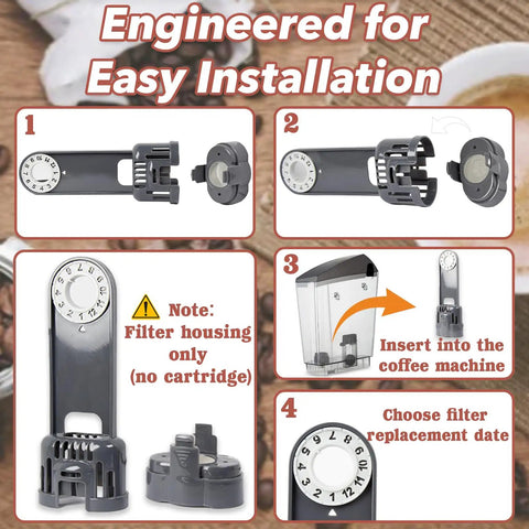 Installation guide for Top Tier Activated Charcoal Water Filter Holder For Keurig K One Coffee Makers And Breville Systems.