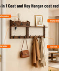 28 Inch Wall Mount Coat Rack With Shelf And Key Mail Organizer Wood Entryway Hanger With Seven Hooks And Three Key Hooks For Living Room Or Bedroom displayed in living room.