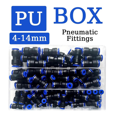 Top Notch B Kit 60 Pcs Boxed Set Of Air Straight Pneumatic Fittings For Quick Connect Push In Connector Pipes Valves That Run Smooth And Hold Tight For All Your Compressed Air Projects Without Any Snagging Or Leaking Issues Right Out The Gate. PU box 4-14mm pneumatic fittings set