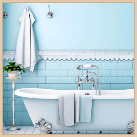 Natural Unfinished Scalloped Wood Trim With Wavy Edges And 10 Small Curves Per Piece Perfect For Room Refreshes And Easy Diy Upgrades Bringing A Solid Cozy Vibe in a bathroom setting.