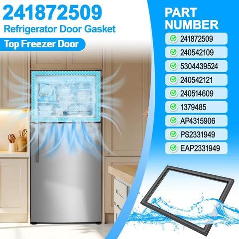 Upgraded 241872509 Freezer Door Gasket With Magnetic Seal And PVC Outer Layer for Frigidaire and Kenmore refrigerators.