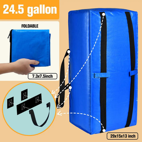 Heavy Duty Blue Moving Bags With Sturdy Zipper Handles And Backpack Straps Ditch The Moving Boxes For Quick Packing Storage