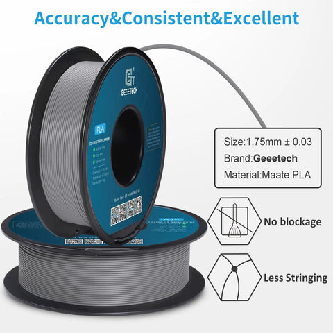 Premium Matte PLA Filament In Sleek Grey 1.75Mm 1Kg Spool For Zero Drama 3D Prints Compatible With Bambu AMS And Standard FDM Machines Smooth As Butter Pro Grade Supply That Feeds Clean Every Run