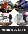 Ultra Thick 0.8 Inch Anti Fatigue Kitchen Mat 17X30 Inches Cushioned Floor Rug Waterproof For Standing In Kitchen Office Sink Home Durable Black All Day Comfort For Busy Kitchens And Workspaces shown in various work scenarios.