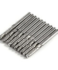 Ten 1/8-inch shank tungsten carbide end mills, single-flute CNC router bits