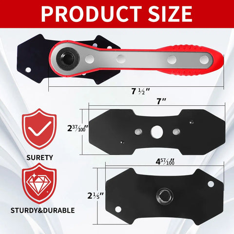 Diagram showing the size specifications of the Heavy Duty Brake Caliper Piston Compressor Tool Kit With 2 Caliper Hooks.