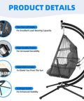 Product features of Oversized Double Hanging Swing Chair With Removable Canopy And Cushion, Double Egg Chair With Basket, Outdoor Hammock Loveseat