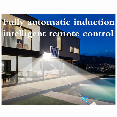 Solar Led Outdoor Garden Flood Light, Ip67 Waterproof, Solar Flood Lig illuminating outdoor area with intelligent remote control.