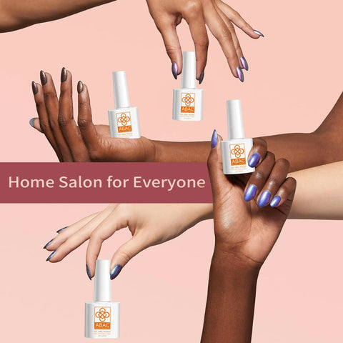 Diverse hands holding bottles of Gel Polish Set 112 Piece HEMA Free With 108 Colors Nail Polish Kit Soak Off UV LED.