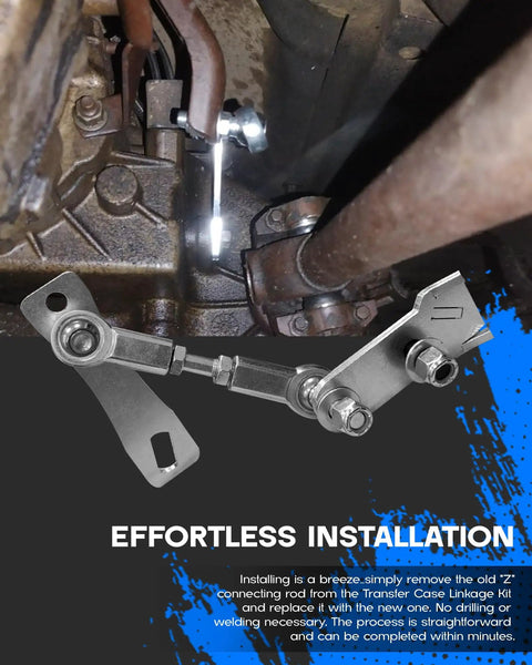 Transfer Case Linkage Kit For Jeep Cherokee XJ And Comanche MJ NP231 NP242 Fits 1986 To 2001 And 1986 To 1992 Z Rod Mechanical Upgrade Easy Install For Reliable Shifts Off Road Ready installed under Jeep transfer case