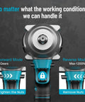 Cordless Impact Wrench Half Inch Drive 1300Nm 960 Ft Lbs Torque Compact Power Tool With Dual 5Ah Li Ion Batteries front view