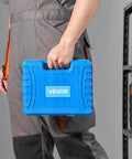 Person holding blue portable storage case for Beefy 21 In 1 Bearing Puller Set With Heavy Duty 3 Jaw Hooks for bearings.