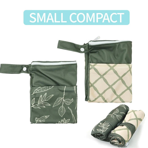Dual Compartment Wet Dry Bag With Two Zippered Pockets Waterproof Reusable Travel Beach Pool Gear, folded and opened view