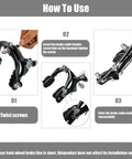 Step-by-step guide showing installation of All In One Complete Front And Rear C Type Bike Brake Set With Levers And Cables for MTB