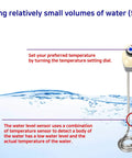 Immersion Bucket Water Heater 1500W With Auto Shutoff, Overheat Prevention, showing adjustable thermostat and water level sensor