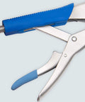 Close-up of locking welding pipe pliers with ergonomic grip