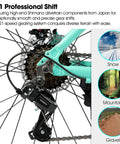 21-speed drivetrain of 26 Inch Mountain Bike For Adults With 21 Speed Drivetrain, Front Suspension Fork, Dual Disc Brakes, High Carbon Steel Frame, Urban Commuter Bike For Men And Women, Great For Trails And City Streets