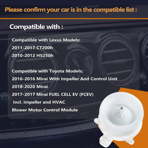 HVAC Air Conditioning Heater Blower Motor With Brushless Motor And Fan Cage Direct Fit For Lexus CT200h 2011 To 2017 HS250h