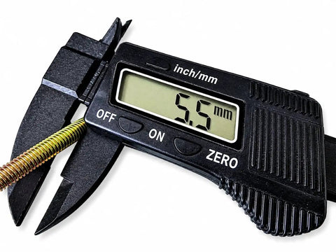 Digital caliper measuring bolt from Beefed Up Barrel Nut And Bolt Fastener Set For Furniture, Heavy Duty Cross Dowel Connectors Kit