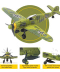 BF 109 Fighter Model Kit 1 To 49 Scale For Adult Collectors Gray Plastic Assembly Kit Snap Fit Display Model Of WWII German Aircraft For History Nerds And Plane Enthusiasts showing cockpit and propeller details.