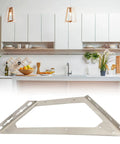 Heavy Duty Stainless Steel Corner Brackets For Furniture Assembly Rust Proof 90 Degree Wood Metal Bracket Kit in a modern kitchen.