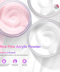 Close-up of powders from All In One Acrylic Nail Kit For Beginners 2026 Hema Free Bio Based System, showcasing texture and colors.