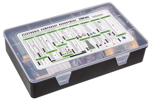 Epic 2200 Piece Electronics Component Kit With Capacitors Resistors Transistors Inductors Diodes Potentiometers ICs LEDs And PCBs for DIY projects
