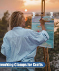 Artist painting outdoors at sunset with easel secured by 20 Pack Large Balloon Arch Clips 3.5 Inch Plastic Backdrop Spring Clamps