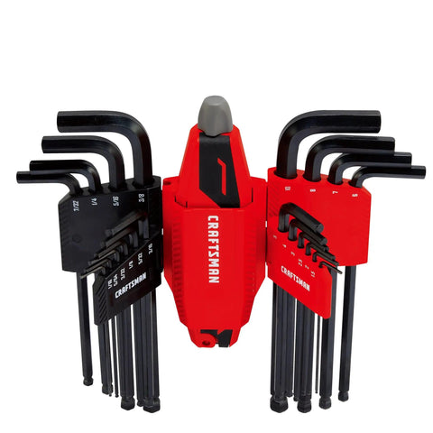 Universal L To T Allen Wrench Set With Quick Convert T Handle Adapter for SAE and Metric Hex Keys 20 piece in red organizer