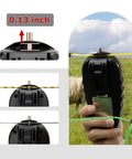 Backlit LCD Electric Fence Voltage Tester With Fault Finder, 200V To 15,000V Range, shown measuring green fence wire
